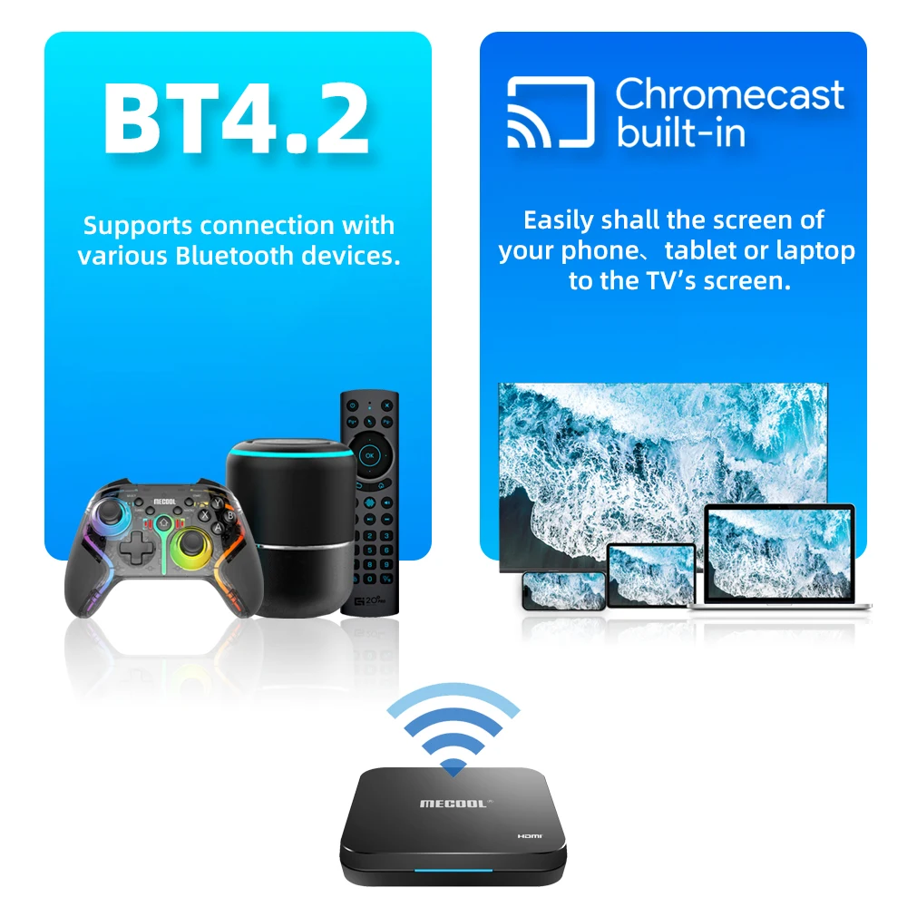 MECOOL Android TV Box KM9 Pro With Google Certified Google Voice Control 4K Video 2+16G 2.4G/5G WIFI 100M Internet Media Player