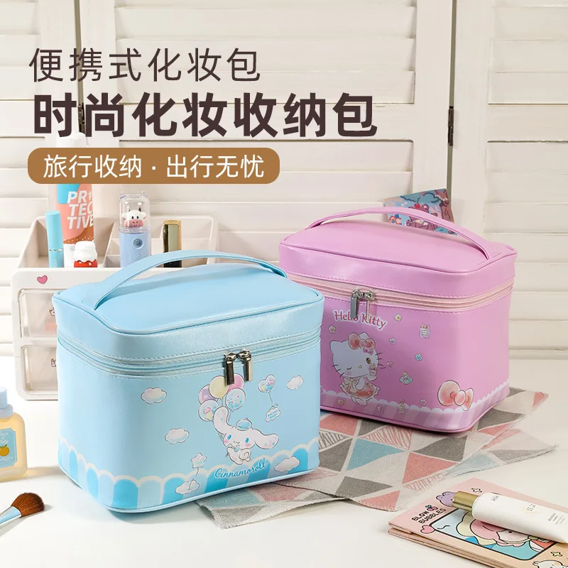 Hello Kitty Cosmetic Bag High-capacity Sanrio Cartoon Storage Bag PU Waterproof  Wash Case Kuromi Make Up Pouch Multi-function