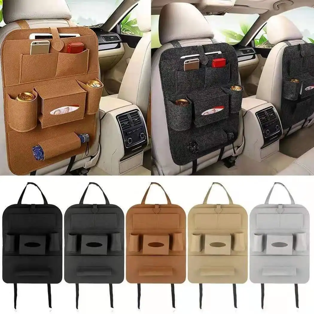 

Universal Waterproof Car Back Seat Organizer Storage Bag Multi Pocket Hanging Pouch Woolen Cloth 40cmx50cm Auto Accessories