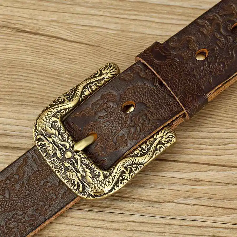 جديد أحزمة جلدية حقيقية للرجال دبوس مشبك يتوهم خمر الجينز دبوس مشبك الأحزمة حزام الذكور #4