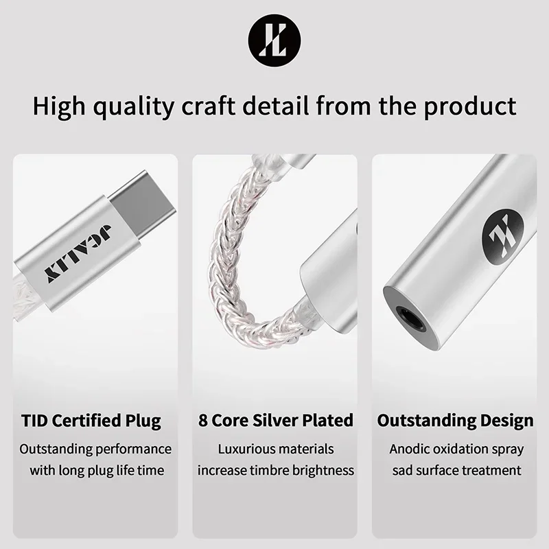 JCALLY JM7 JM7L USB tipo C Light-ning a Cable de Audio Digital de 3,5mm DAC CX31993 para adaptador Android amplificador de de decodificación 32 bits/384KHz