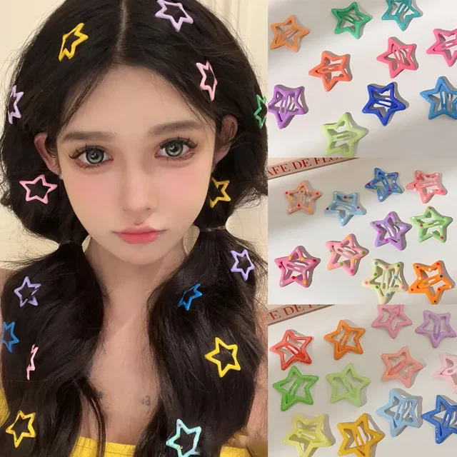 3/10/12szt Kolorowe spinki do włosów BB Y2K Women Grils Cute Star Hairpin Side Barrettes Hair Grip Kids Headwear Hair Accessories
