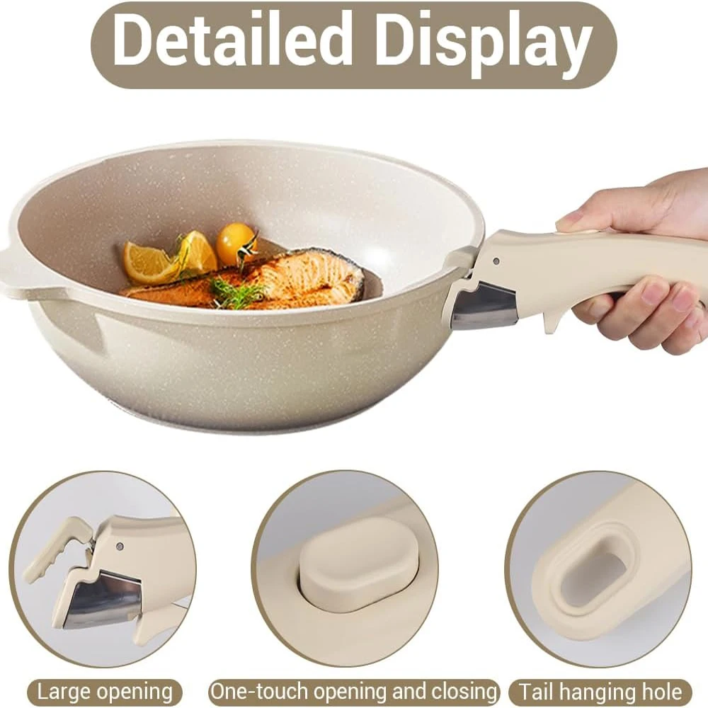Removable Pan Handle Non-stick Detachable Anti-scalding Handle for Universal Pots Replacement Suitable for Cookware Kitchen Tool