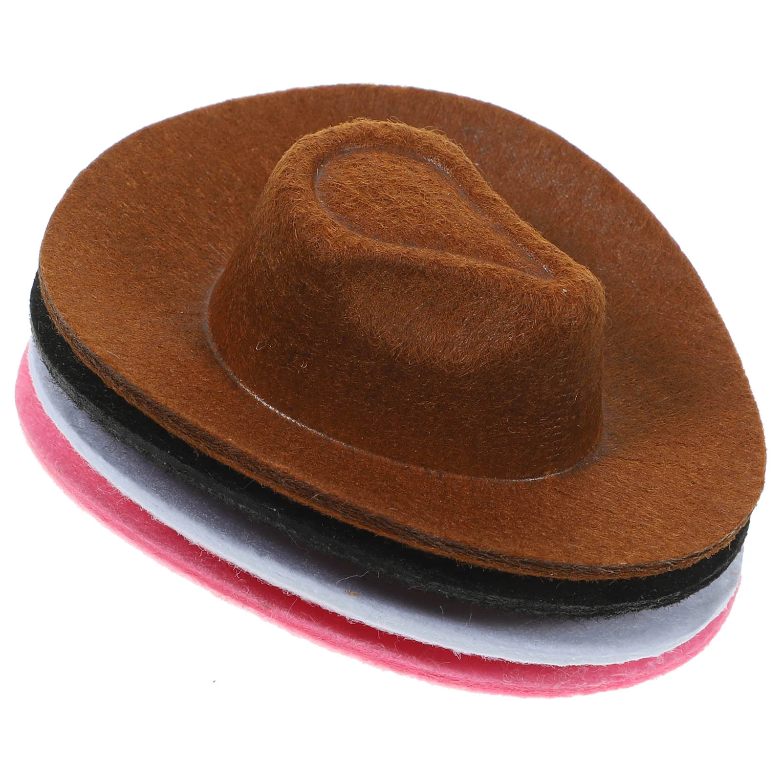 4 Pcs Mini Cowboy Hat Miniature Western Decoration Hats Supplies DIY Craft Non-woven Fabric