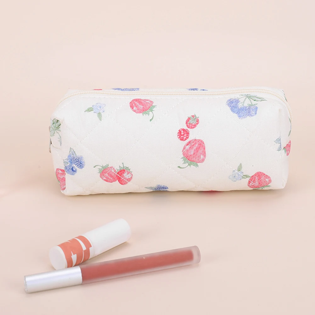 

3Pcs Padded Makeup Bag Strawberry Print Adorable Padding Skincare Pouch Aesthetic Toiletry Purse Bathroom Shower Travel Bag