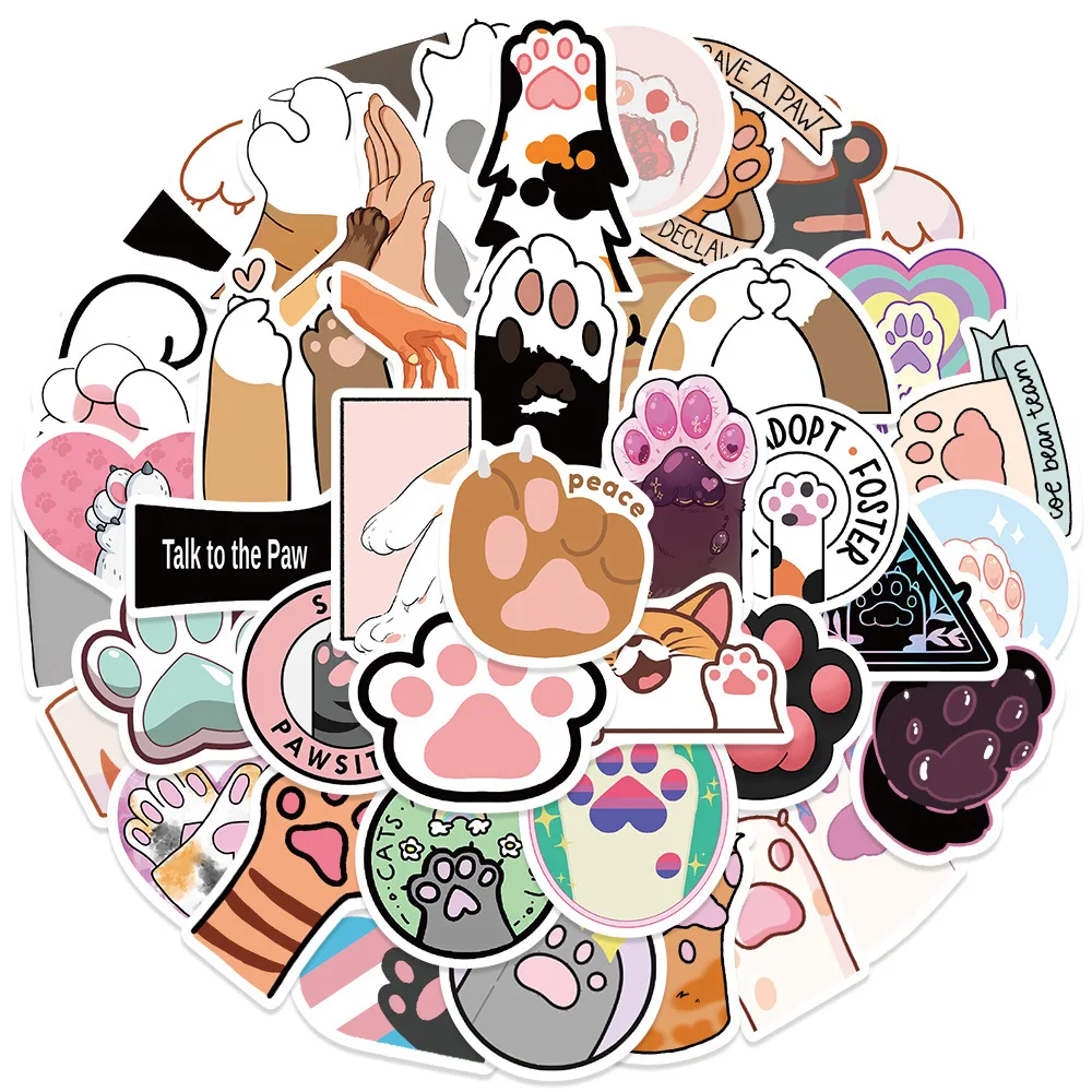 10/30/50PCS Cartoon Cute Cat Claw Sticker Graffiti Animal iPad Desk Notebook Computer Pattern Scrapbook Toy Decoration all'ingrosso