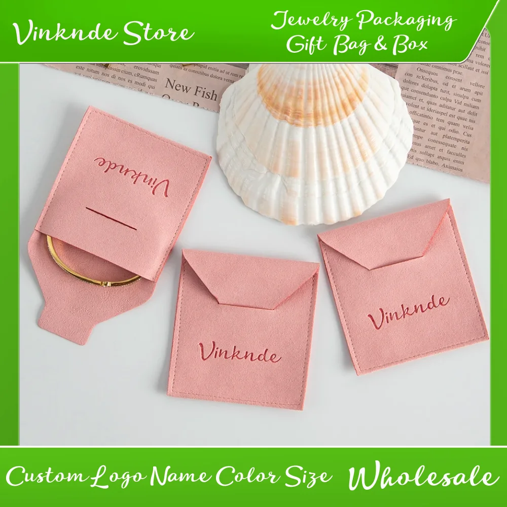 

Pink Microfiber Product Package Pouches Custom Logo DIY Travel Jewelry Accessories Dice Key Chain Organizer Bag Suede Gift Bags