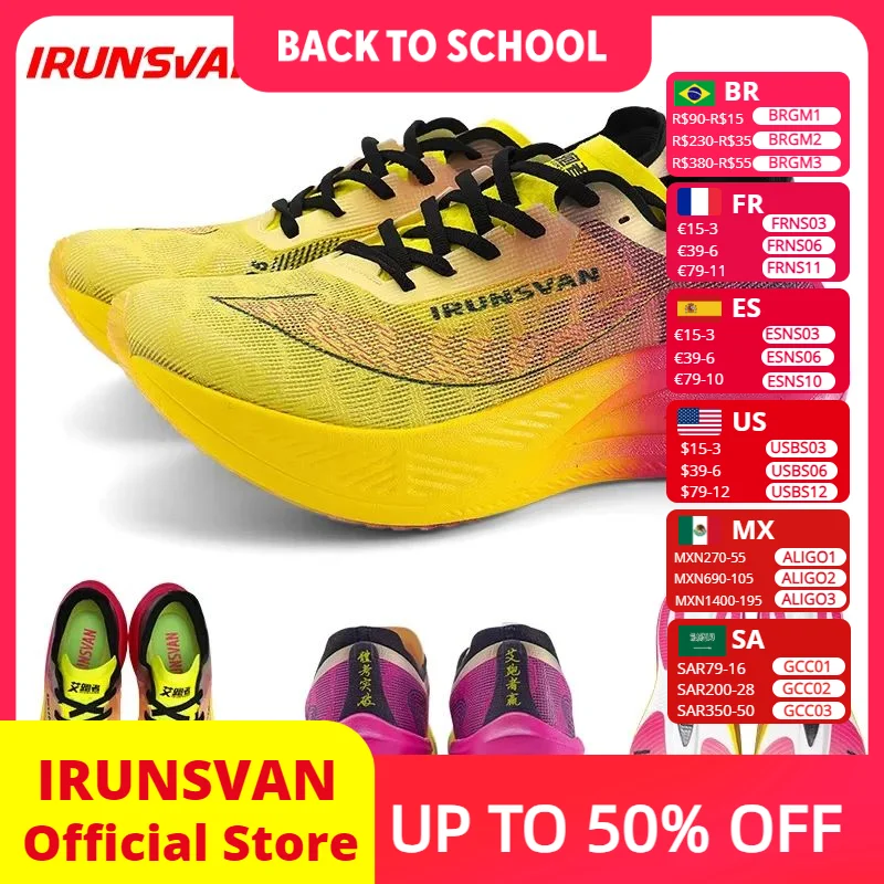 IRUNSVAN Nylon Carbon Plate Professional Marathon Running Shoes for Man Lightweight Cushioning Training Outdoor Sneakers Women