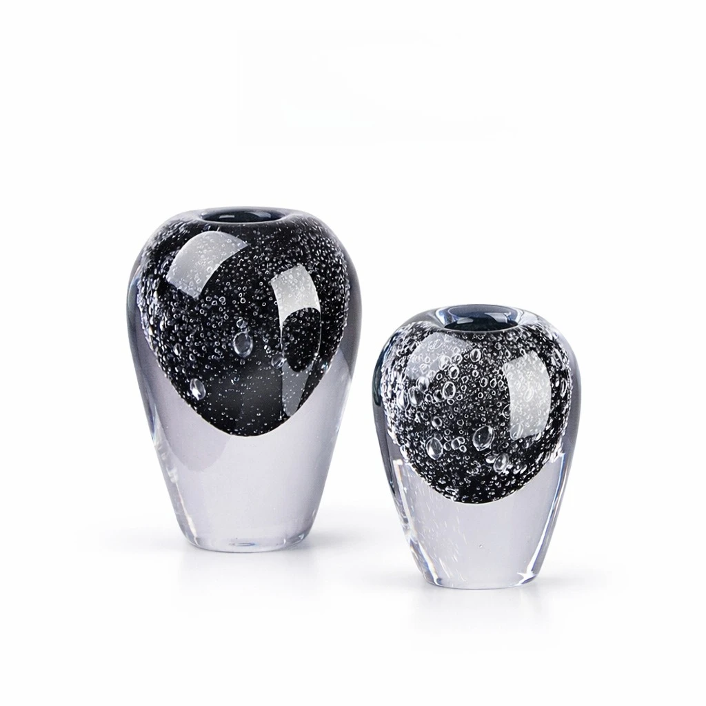 Light Luxury Minimalist Thickened Crystal Glazed Bubble Glass Bottle Thick Heavy Model Room Sales Office Hotel Entrance Dining