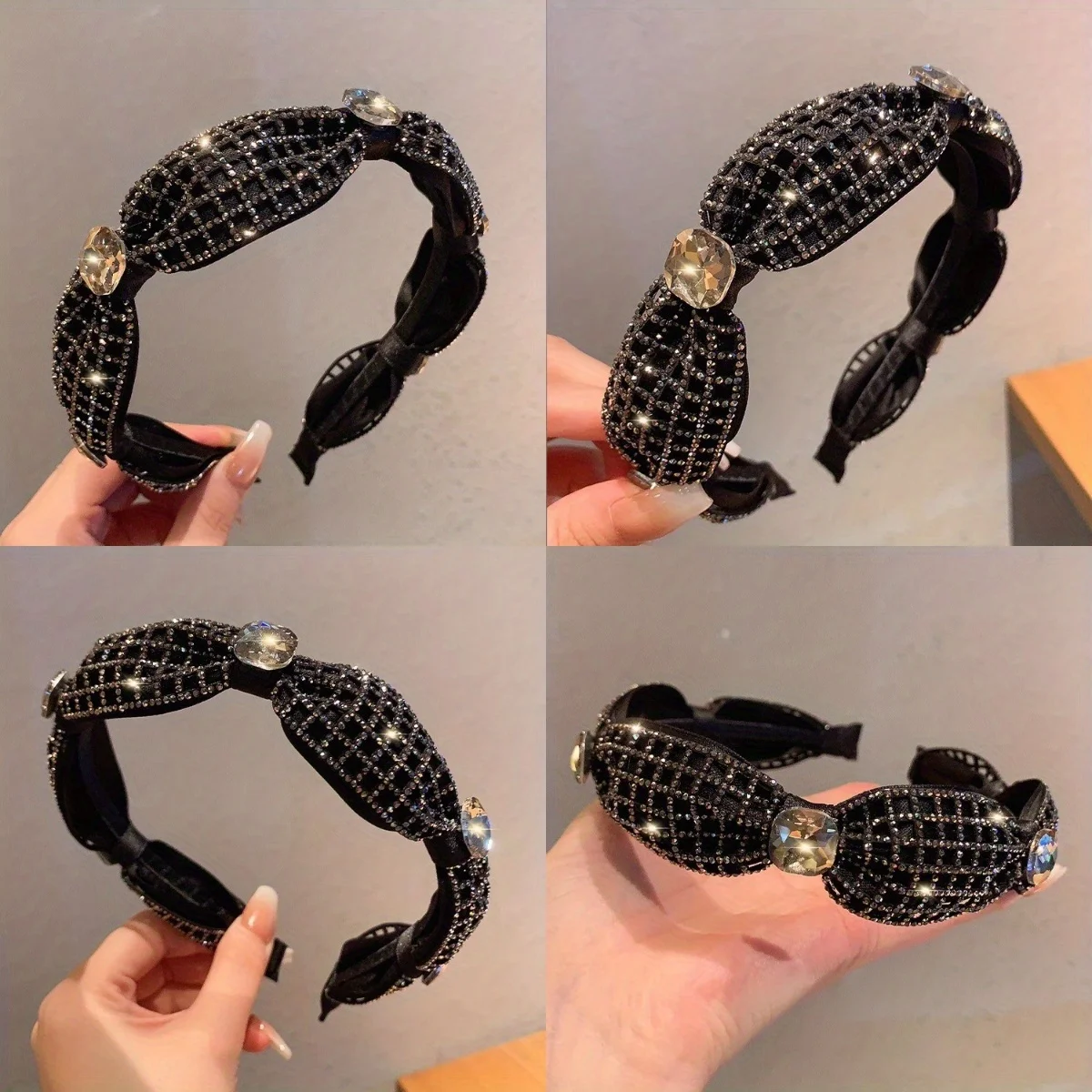 

Full Rhinestone Hair Hoop Crystal Embellished Headband Elegant Luxury Style Versatile Wedding Party Glamorous Hair Accessories