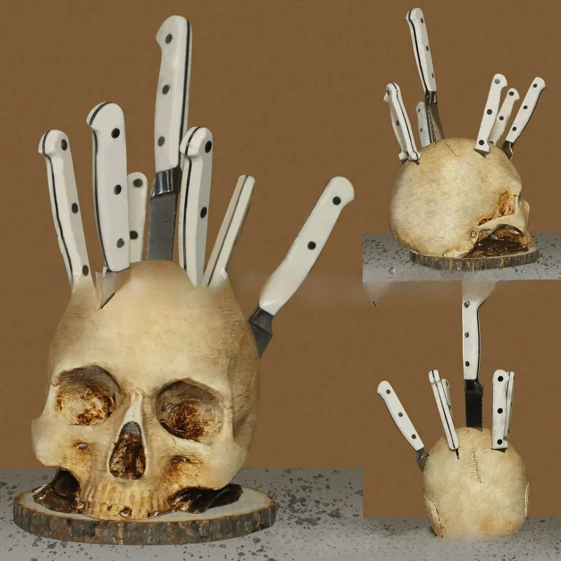 Creative Knives Holder Kitchen Storage Skull Knife Rack Horror Party Fruit Storage Rack Decoration horror Party knife holders