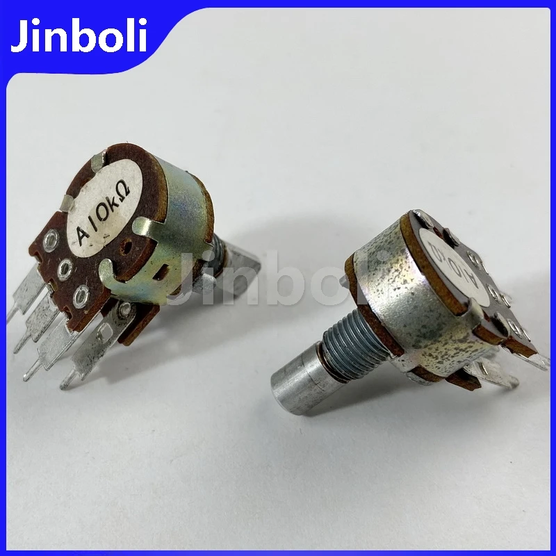 3PCS 16 Type 6-Pin A10K Long Feet Dual Potentiometer Audio Amplifier Volume Potentiometer D Shaft Length 15mm