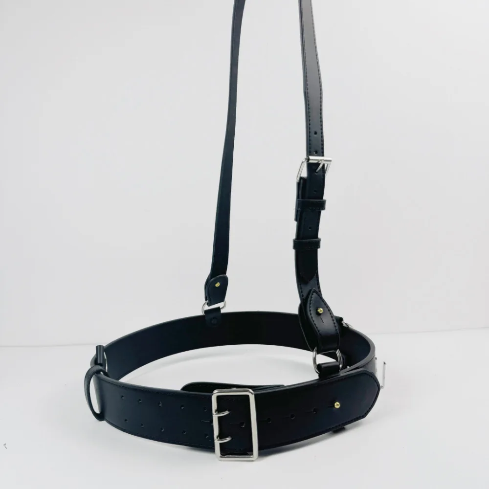 블랙 가죽 듀티 벨트 (싱글 숄더 스트랩 포함), 천연 소가죽 허리 벨트, 크로스바디 플러스 사이즈 소가죽 벨트