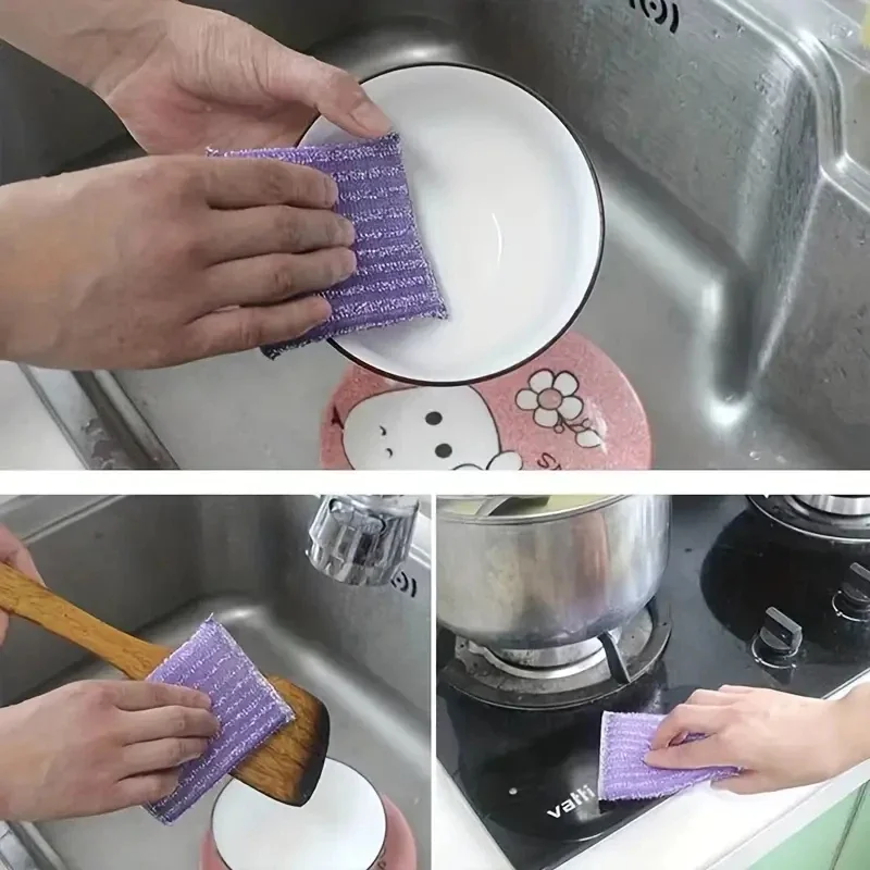 Pinstripe Scrubber Dishwashing Sponge Kitchen Dishwashing Dishcloth Sponge Wipe Brush Cleaner Cleaning Brush Kitchen Accessories