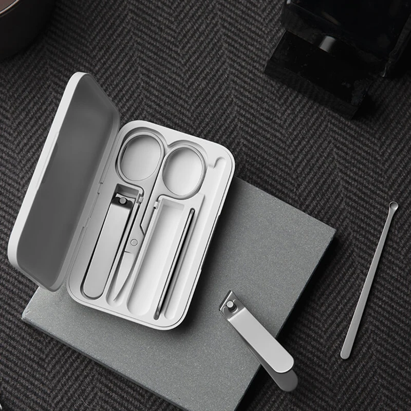 5 in 1 Xiaomi Mijia 420 Stainless Steel Nail Clippers Pedicure Care Trimmer Portable Nail File with Anti-splash Storage Shell