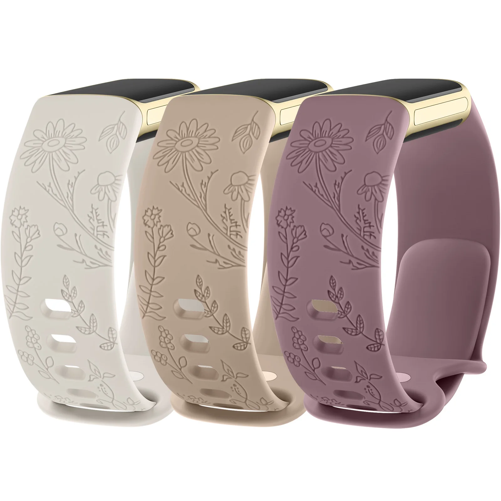 

Silicone Flower Engraved Band for Fitbit Charge 6 5 Strap Bracelet Watchband For Fitbit Charge 6/Charge 5 Wristband Replacement