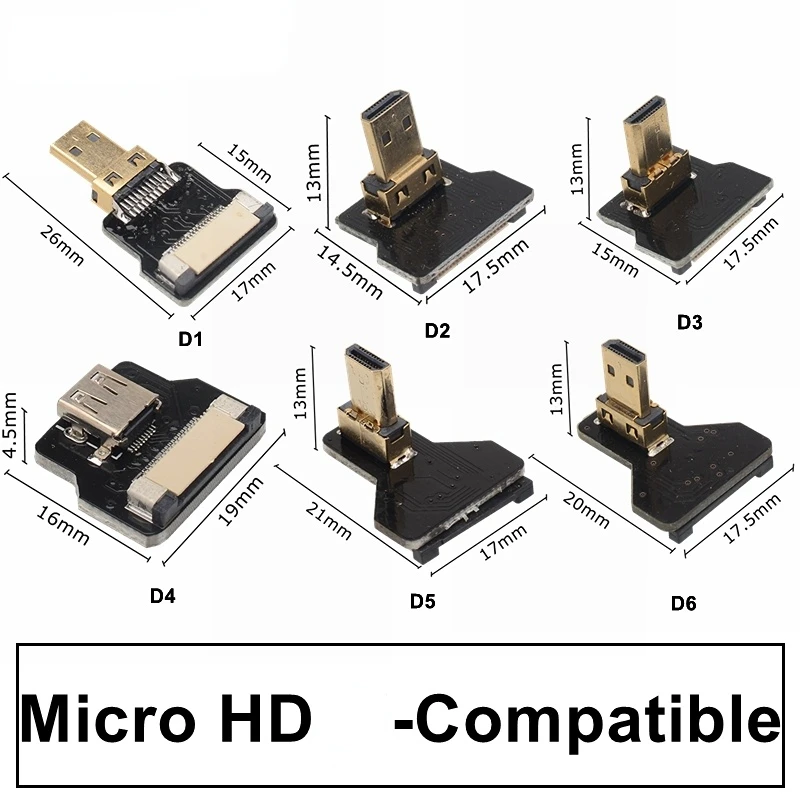 FPV HD-Compatible Micro-HD Mini-HD Type A-A Male UP&Down Angle to HD1.4 Male HDTV FPC Flat Cable Multicopter Aerial Photography