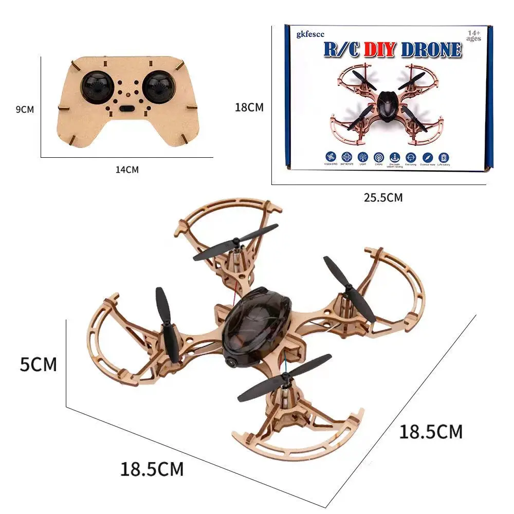 New DIY drone wooden aerial photography quadcopter mini drone 3D DIY building blocks quadcopter DIY educational toys boy Gift