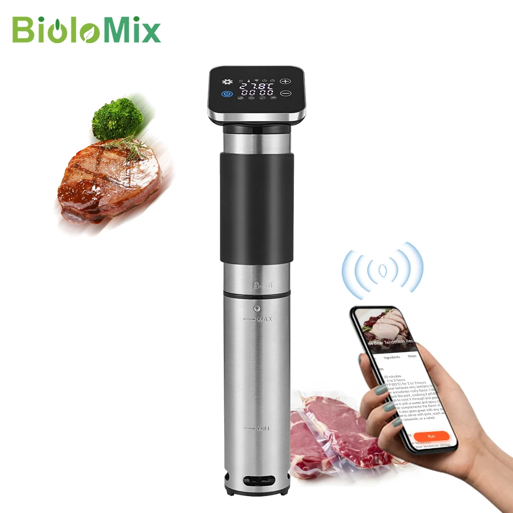 BioloMix Smart Sous Vide der 5. Generation – Edelstahl, IPX7 wasserdicht, WLAN-fähiger Tauchzirkulator mit APP-Steuerung