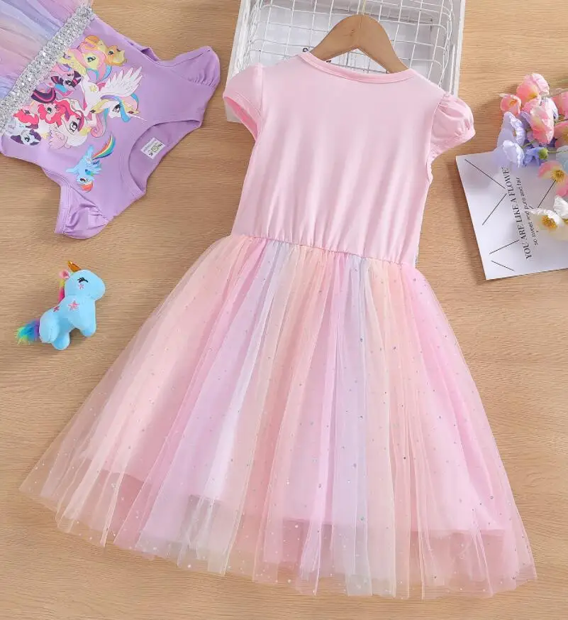 Unicorn Pony Dresses For Girls Clothes Birthday Party Evening Dress Children Flower Vestidos Girls Summer Holiday Dress