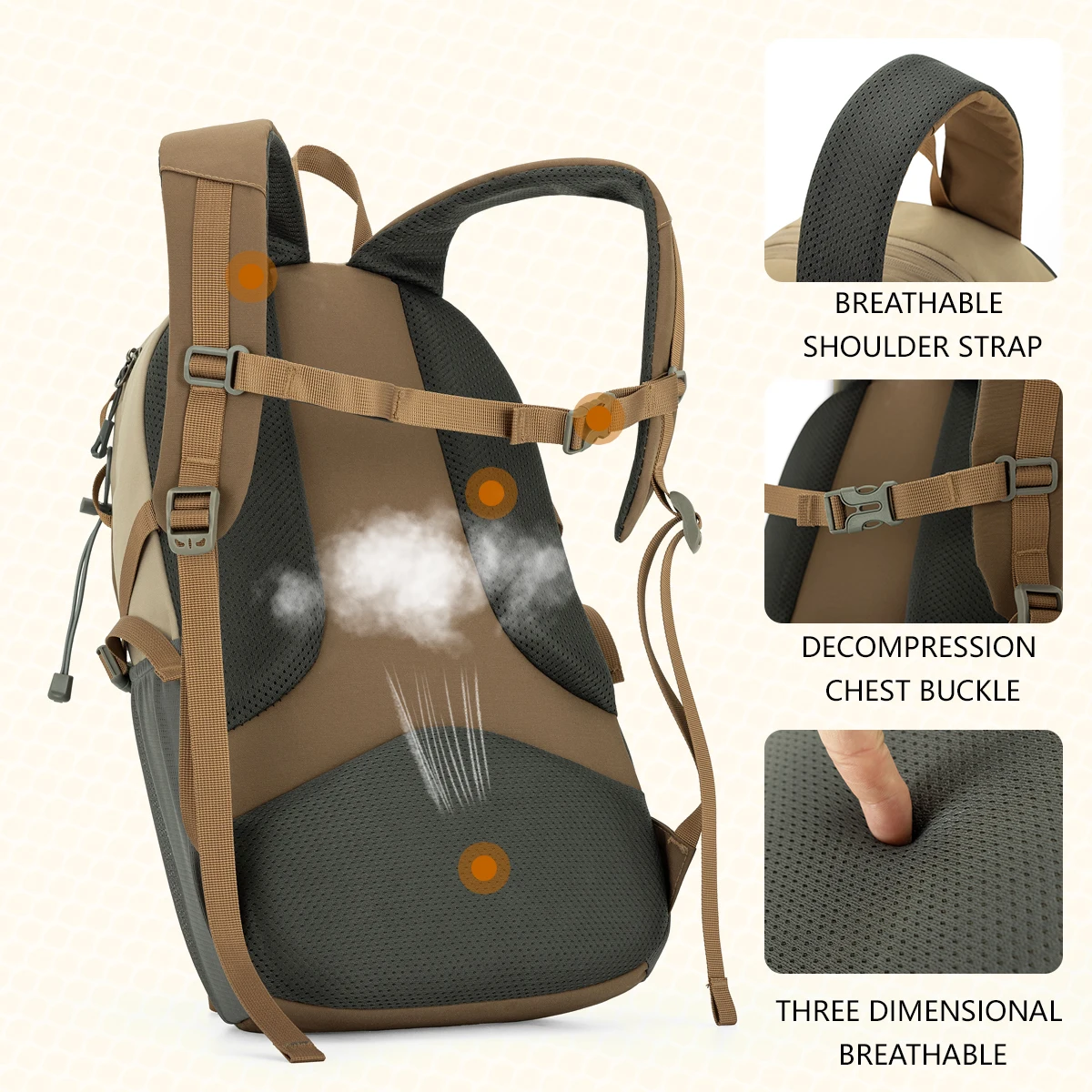 Mountaineering Bag Outdoor Large-Capacity Water-Repellent Backpack Quick-Drying Short-Distance Travel Hiking Backpack Sports Tra