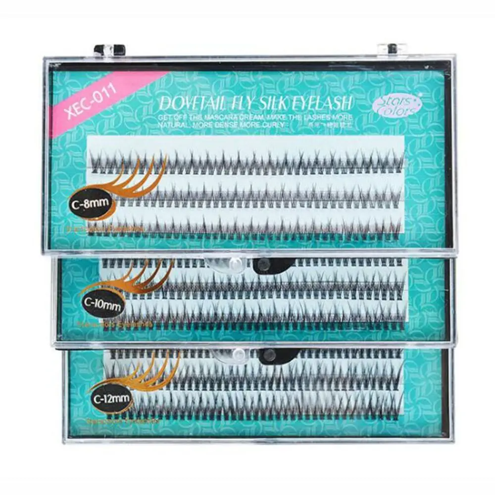 120 Bundles/Box Natural Fan Eyelashes Fish Tail Silk False Eye Lashes C Curl Dovetail Fly Eyelash Extension Eye Makeup Tools