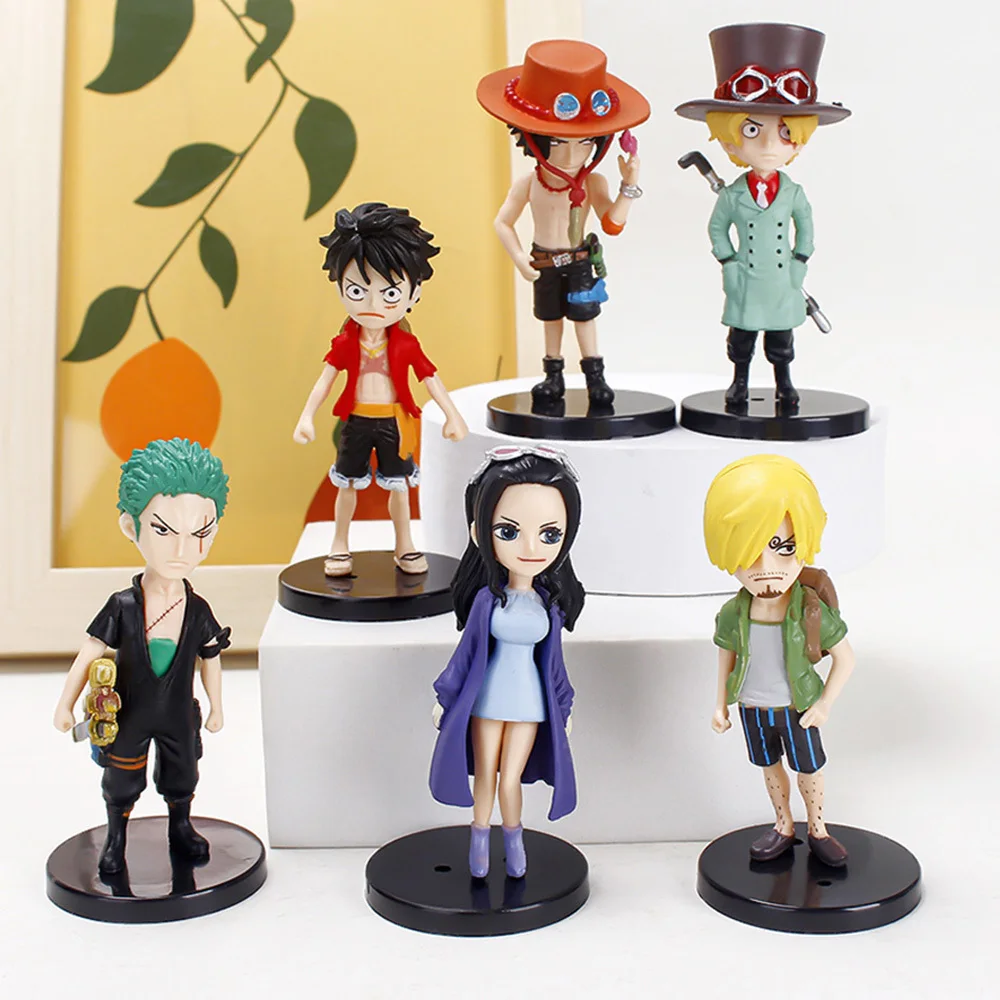 Figur Ruffy Stück 6 stücke 8cm Mini-Spielzeug Anime ein Sanji Boa Hancock Ace Roronoa Zoro Puppe PVC Modell auto Ornament Kinder geschenke