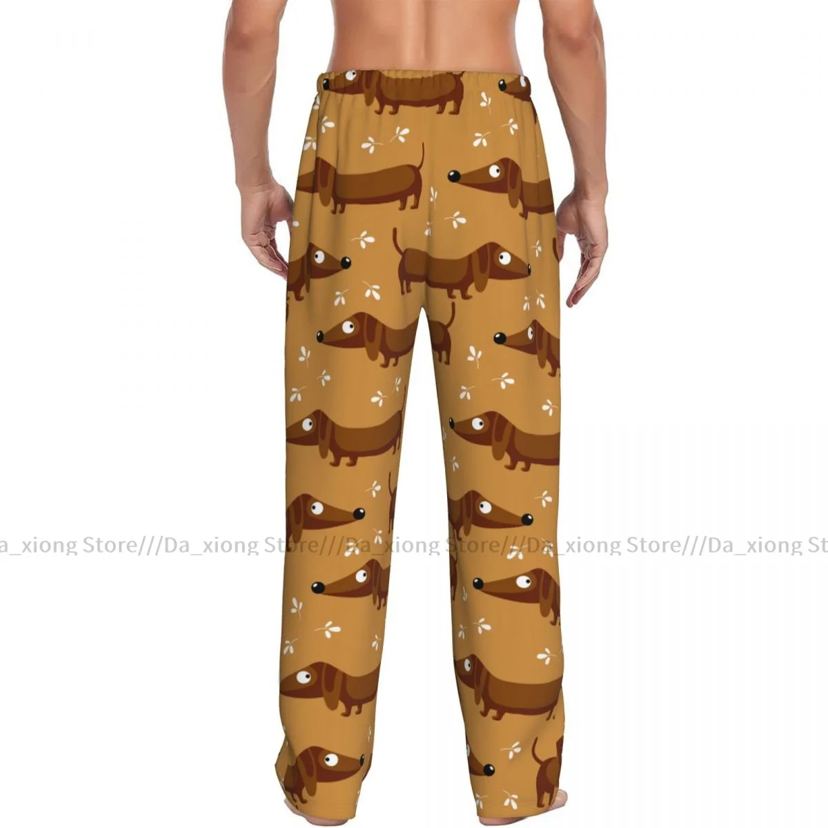 Calças engraçadas do pijama do cão do dachshund dos homens, calças do sono, salão masculinas