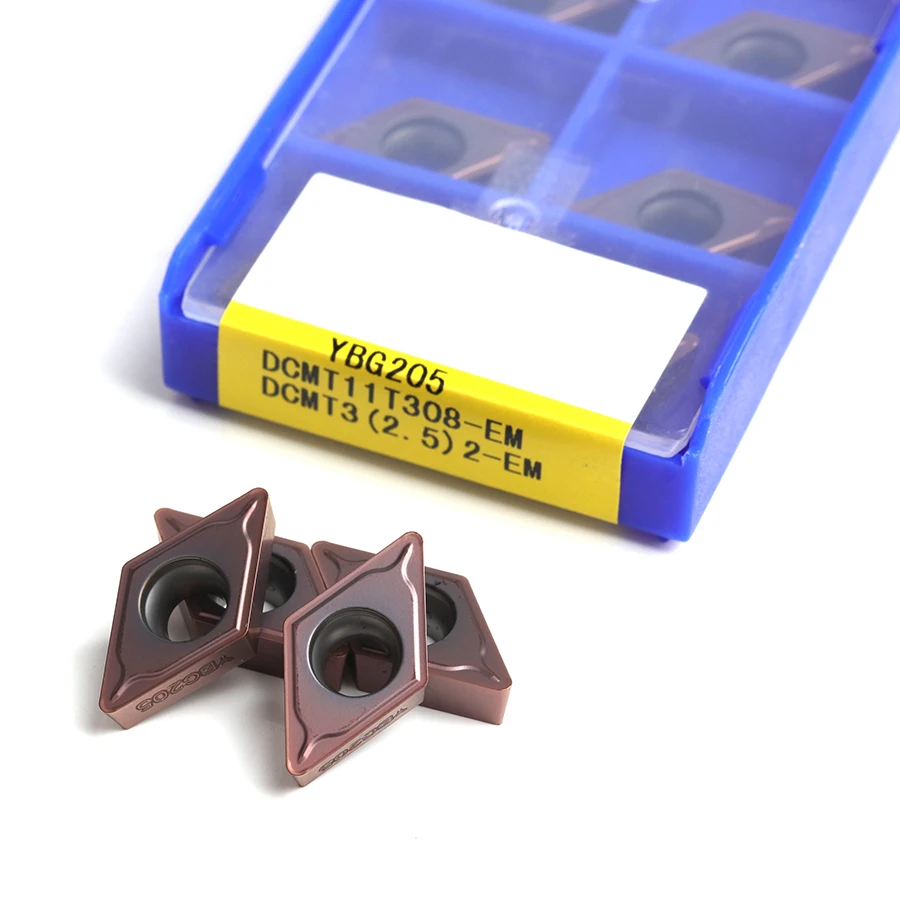 DCMT11T304-EM YBG205 DCMT11T308-EM YBG205 Internal cutting inserts Carbide CNC Lathe Turning Inserts High quality cutting tools