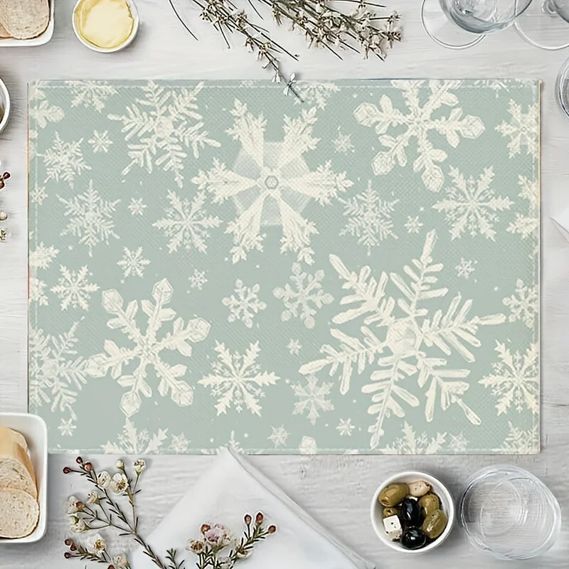 1pcs Snowflakes Winter Placemats Christmas Table Mats For Party Kitchen Dining Decoration 30X40cm