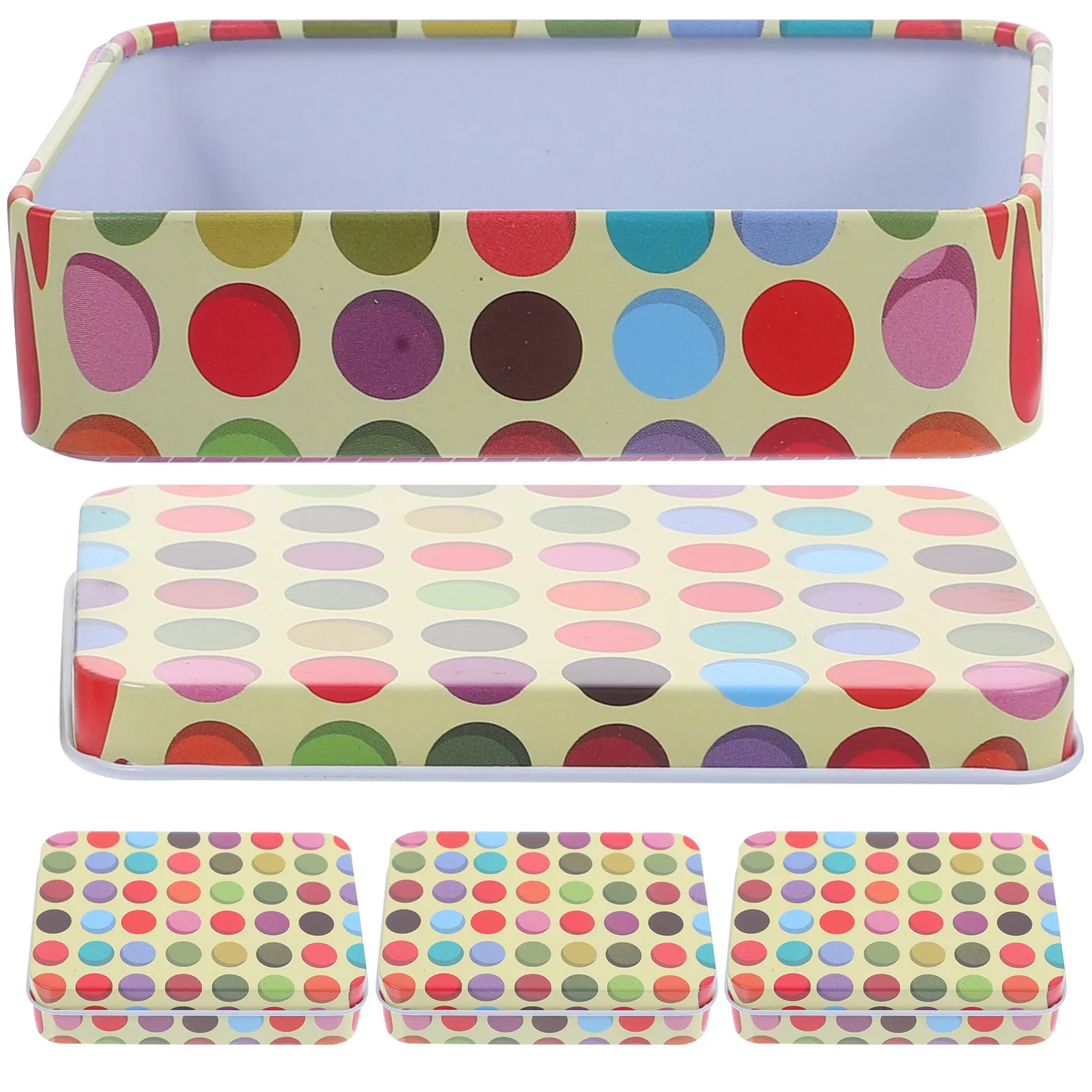

4 Pcs Tinplate Box Game Card Bracket Polka Dot Playing Storage Case Holder Cases