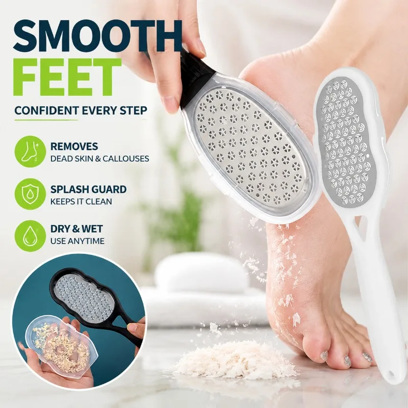Raspador de Pies de Acero Inoxidable, Lima de Pedicura de Doble Cara para Eliminar Callosidades y Durezas, Exfoliación Práctica para Pedicura