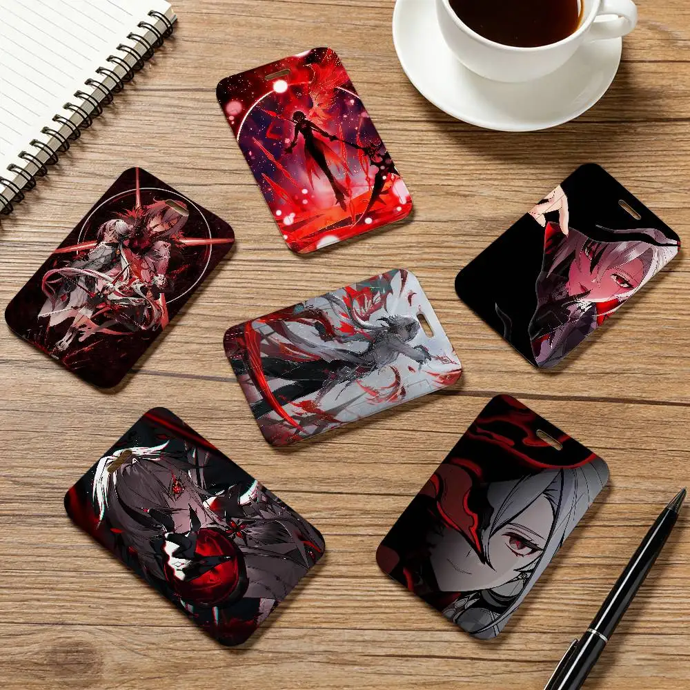 

Держатель для карт Genshin Impact Arlecchino, чехол для сотруднического пропуска, бейдж с ланъярдом, держатель для рабочего удостоверения, чехол для именных карт