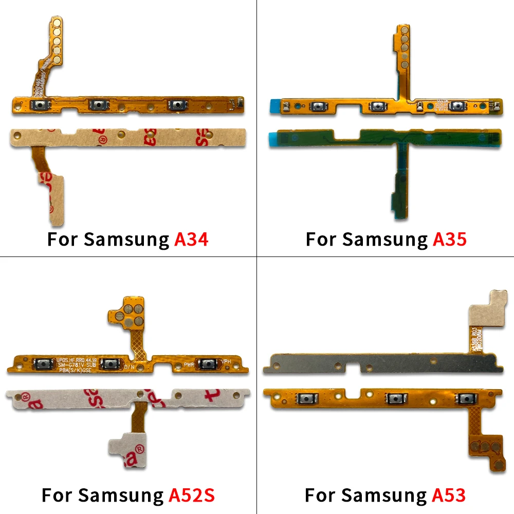 10Pcs，Power On Off Volume Side Button Key Flex Cable Replacement For Samsung A25 5G A52S A53 A54 A55 A8 Plus A9 A6 2018 A920 A8