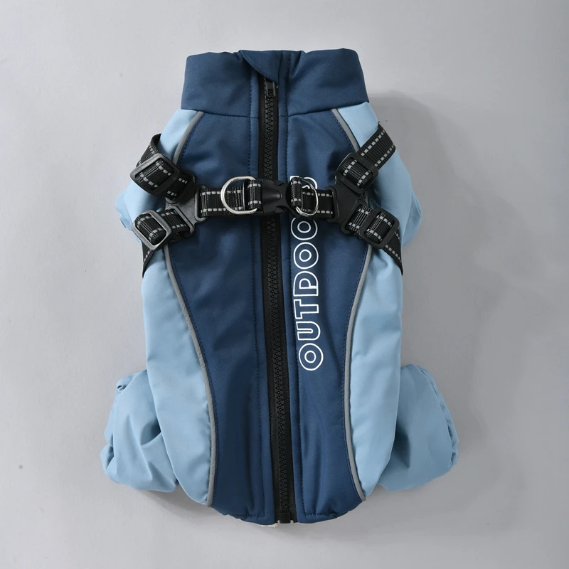 Geschirr Overall Hundekleidung Kleiner Welpe Mittelgroßes Tier Haustier Windjacke Schneeoverall Winter Fleece Polsterung Pudel York Schneeanzug – Detail 6