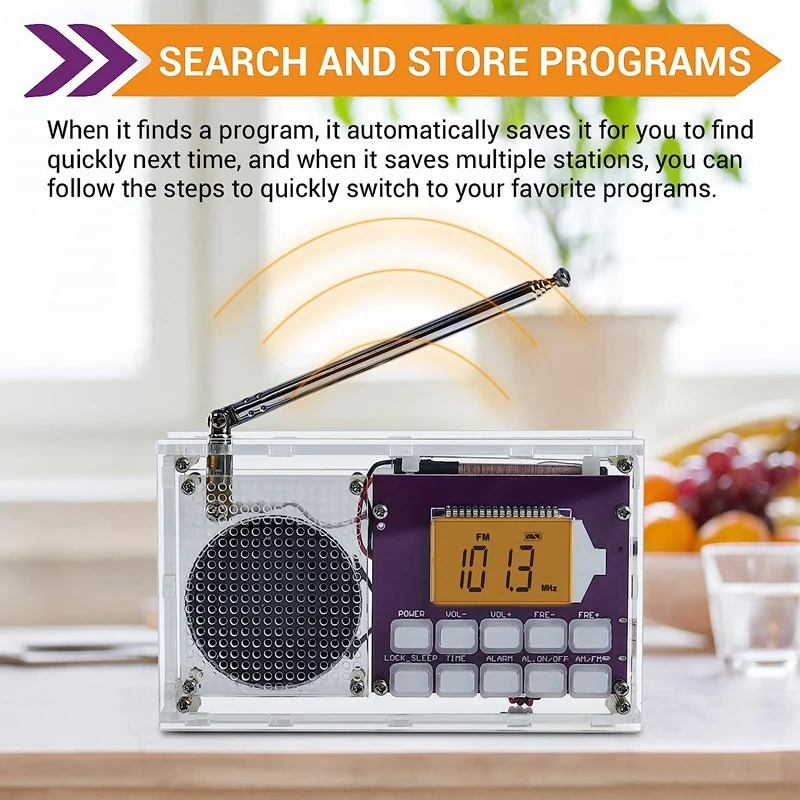 DIY Digital Radio Kit Digital Radio LCD Display Assemble Kit Shortwave Radios +Clock For Student STEM Learning Teaching