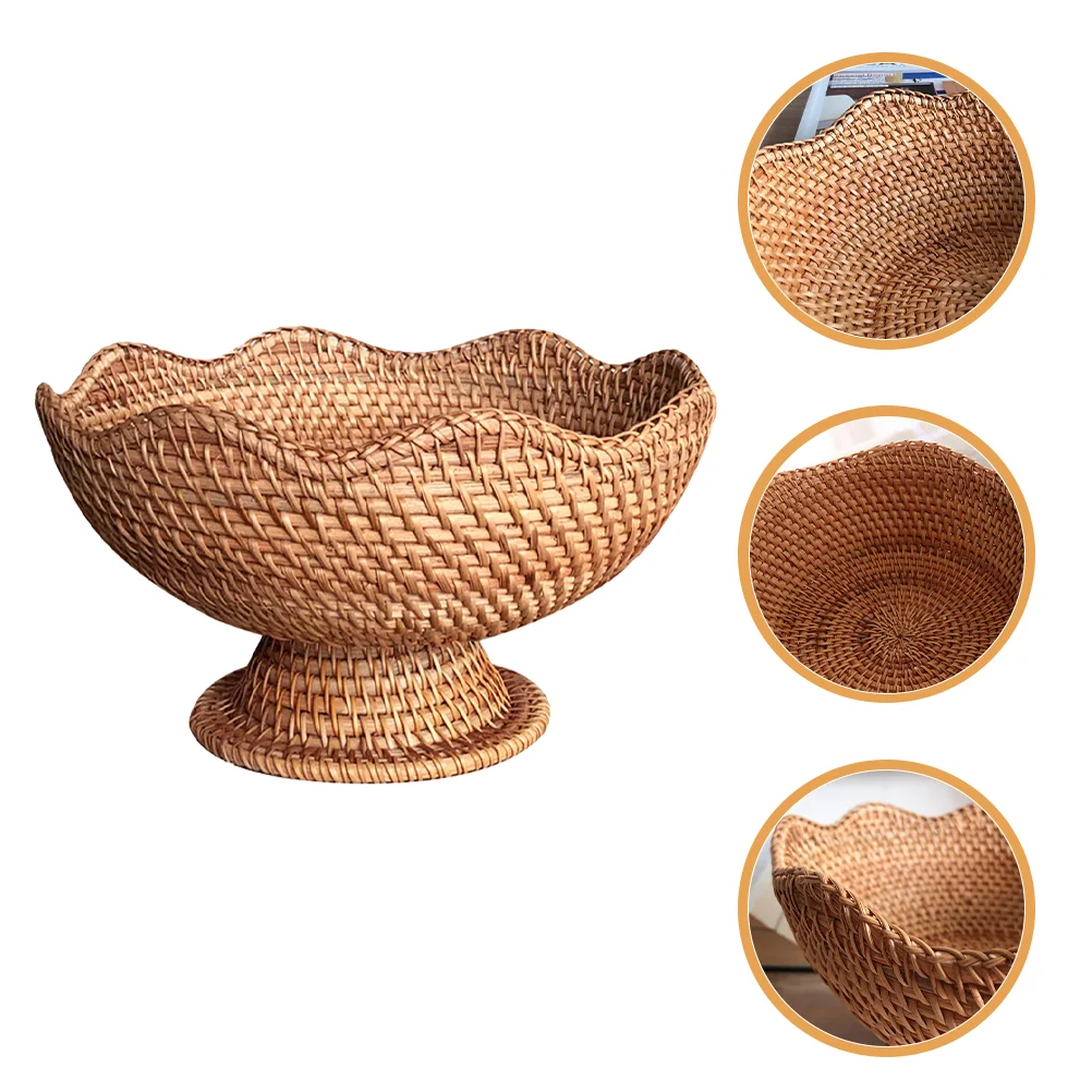 Rattan prato de frutas bandeja de armazenamento de mesa festa lanche tigelas pequena cesta decorativa para chaves cestas tecidas organizando redondo