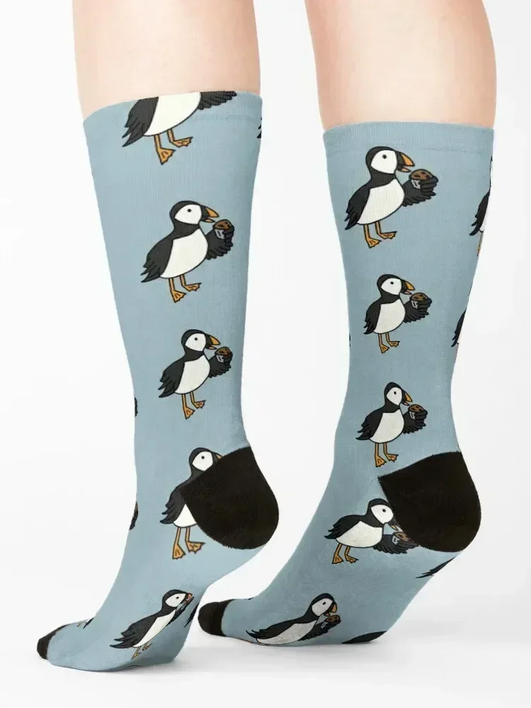 Puffin Eating a Muffin Socks hockey retro Toe sports shoes Socks Man Women's
