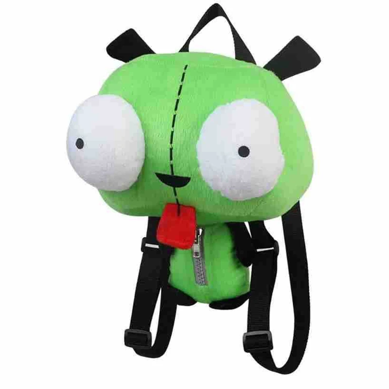 35 cm nouveau Alien Invader Zim3D yeux Robot Gir mignon sac à dos en peluche sac vert cadeau de noël fille garçon en peluche jouet
