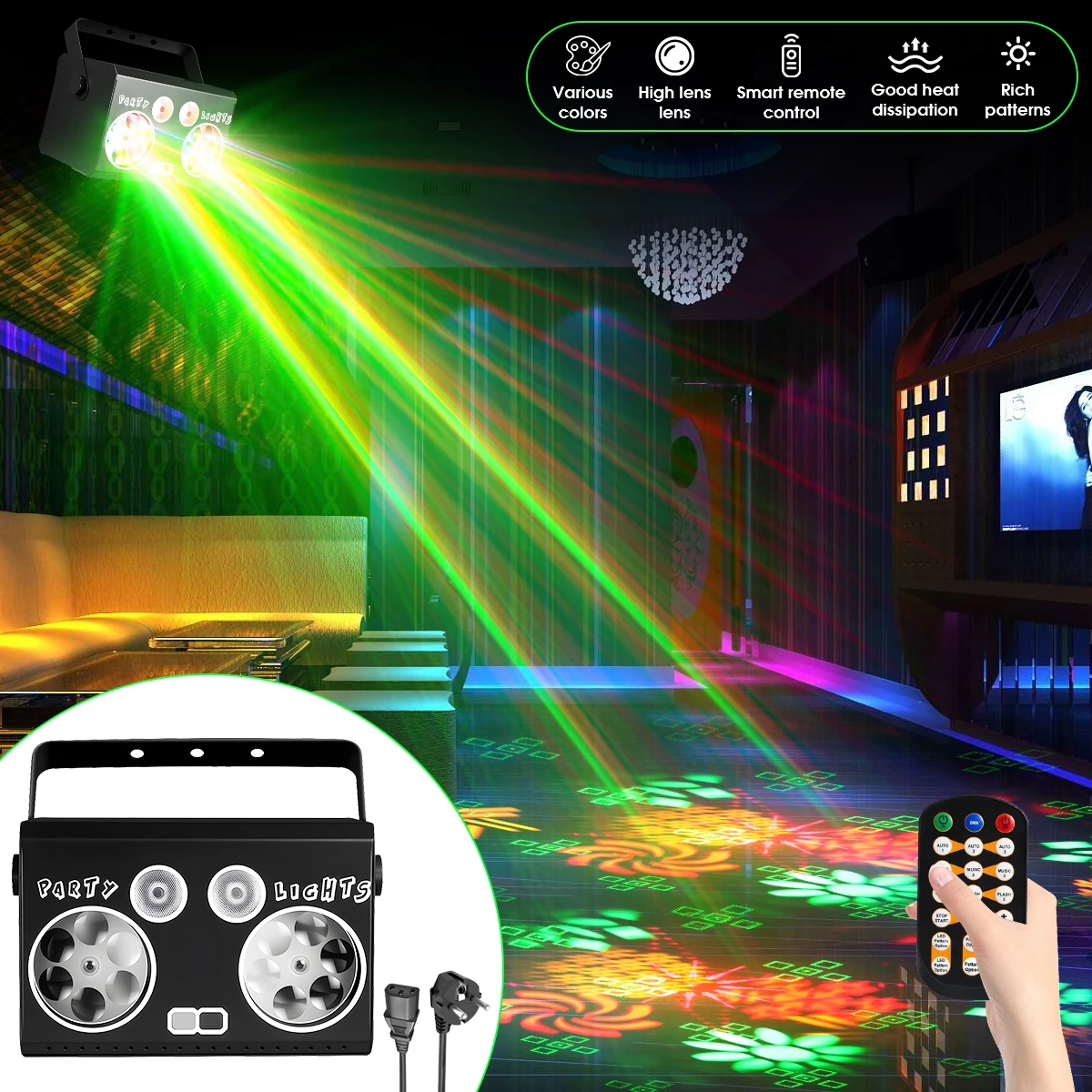 

Вечерние светильники DJ Disco Light RGB Многоэффектное сценическое освещение Стробоскопические семейные встречи Свадьбы КТВ-клубы, Караоке-праздник