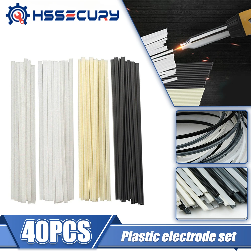 10/40/80PCS Plastic Welding Rods ABS/PP/PVC/PE Welding Sticks 5x2.5mm for Plastic Welder Gun Bumper Repair Welding Supplies 20CM