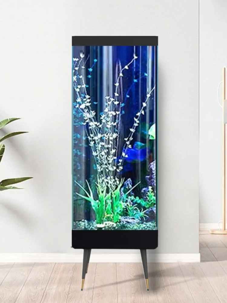 Vertical Fish Tank Living Room Small and Medium-Sized Home Floor Wall Super White Glass Fish Globe