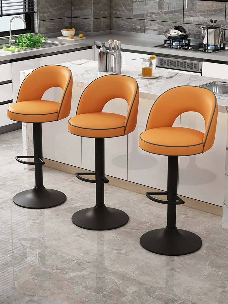 

Iron Frame Modern Design Bar Chair High Stool with Rotatable Seat for Home Bar Commercial Use
