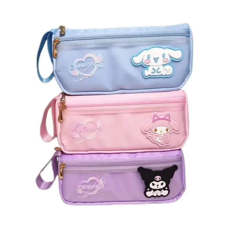 Cinnamoroll Anime Sanrio Pen Storage Bag Cute Cartoon Kuromi Large Capacity Canvas Kawaii Portable Stationery Pencil Case Toys