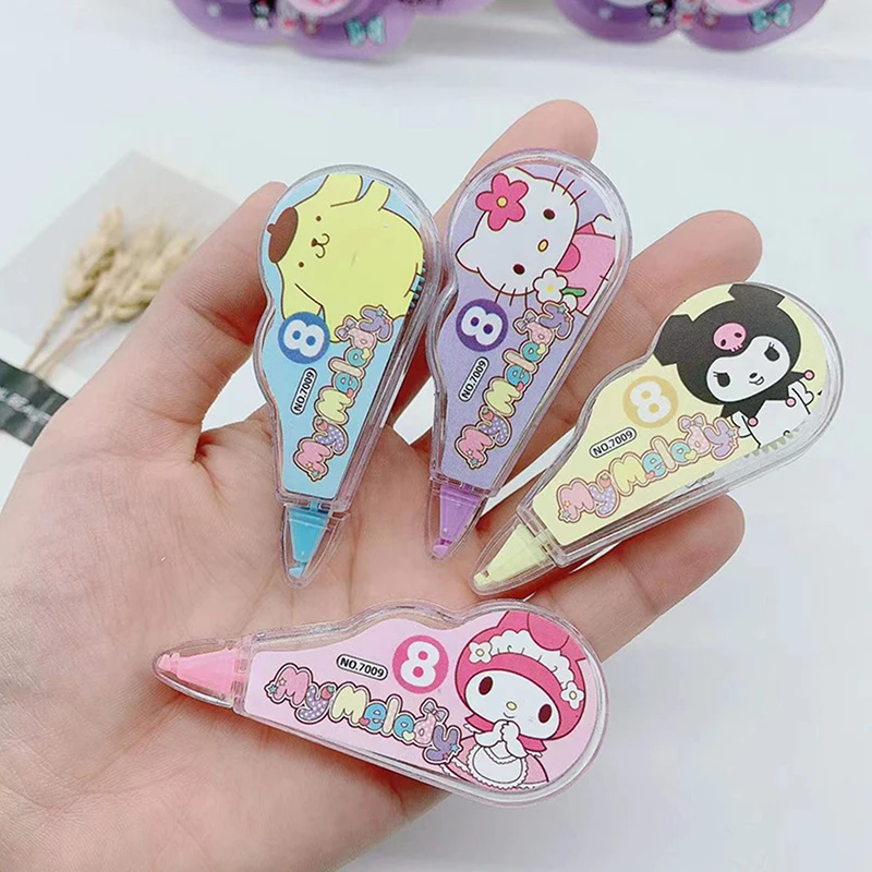 Sanrio Portable Correction Tape Kawaii Melody Kuromi White Out Corrector Stationery Student School Supplies Office