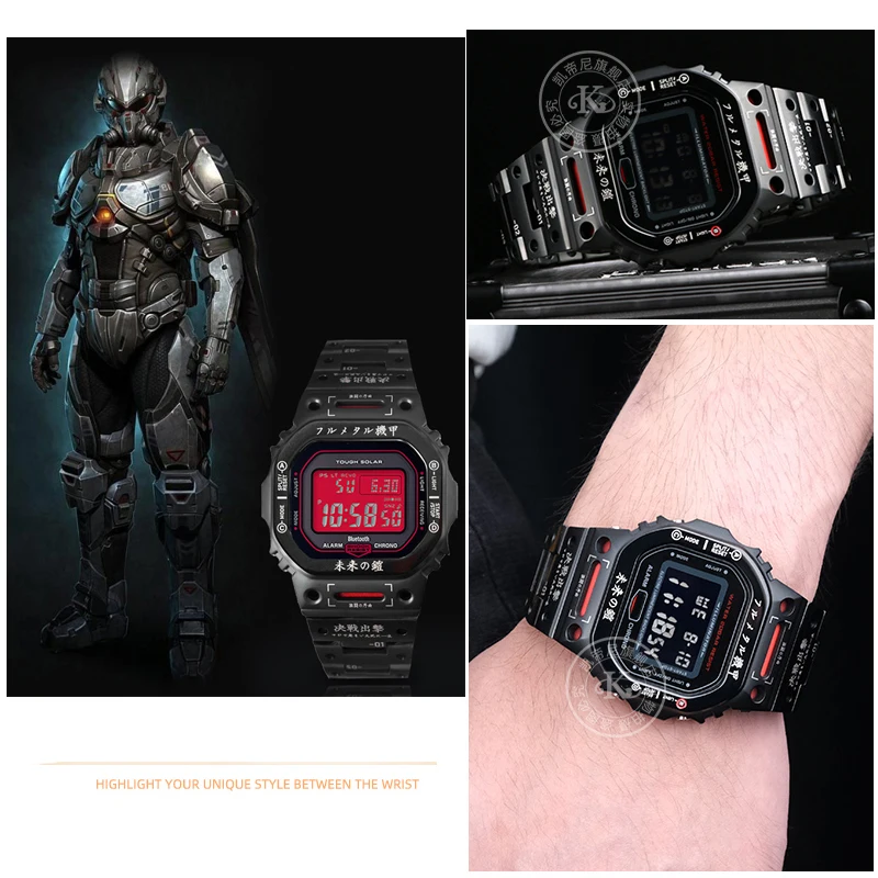 MechWarrior Bezel Srap For Casio DW5600 GW-B5600 Modified Watch Band and Case DW-5600 Mecha Metal Stainless Steel Bracelet