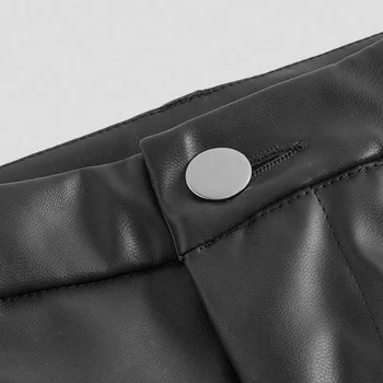 Women’s Casual PU Faux Leather Wide-Leg Pants 5 Womens casual elegant vacation solid color directional PU high-end synthetic leather European and American pants 5