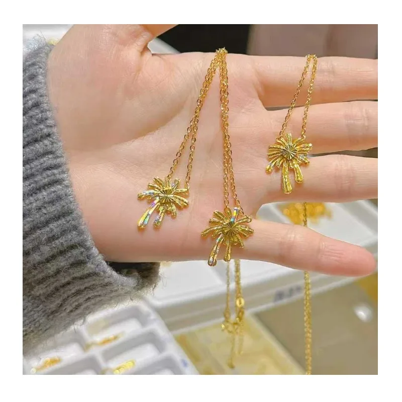 

Explosive Super Flash Gold Fireworks Necklace Women's Premium Light Luxury Niche Simple Imitation Gold Collarbone Chain Colorful
