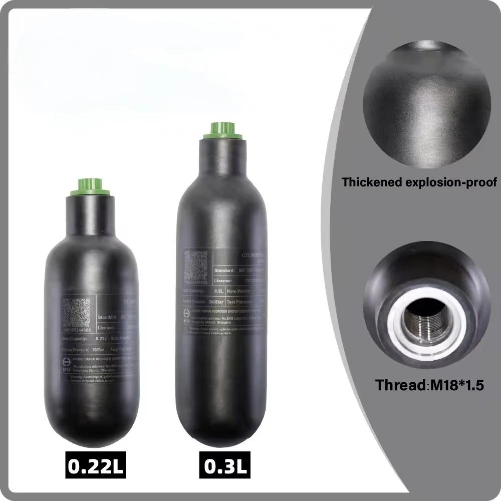 4500PSI 300Bar 30MPA 0.22L/220cc,0.3L/300cc Carbon Fiber Cylinder HPA Tank Diving Scuba Bottle M18*1.5