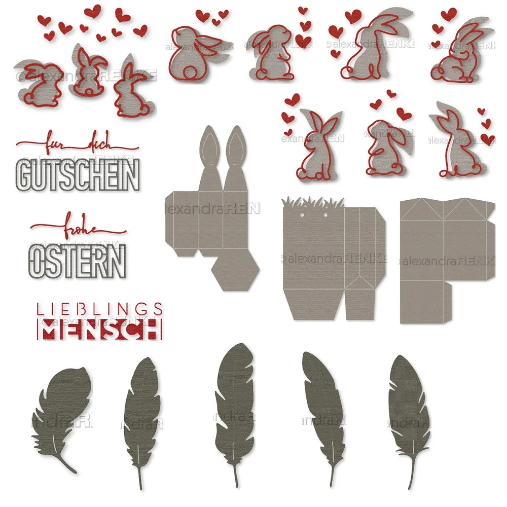 Piggy Craft metal cutting dies cut die mold Easter Bunny feather box Scrapbook paper craft knife mould blade punch stencils dies